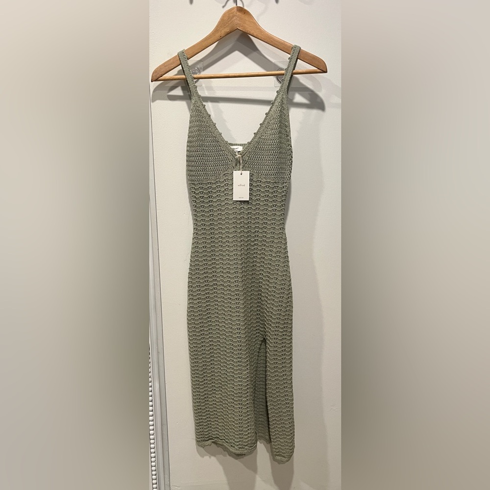 Aritzia Wilfred Olive Knit Midi Dress